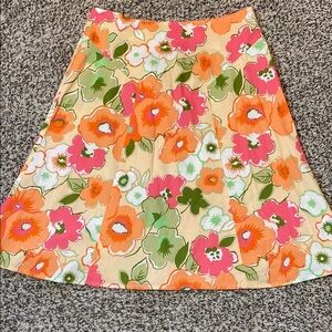 Y2K C.C. Outlaw Vibrant Orange and Pink Pleated A-Line Skirt for Resort Wear